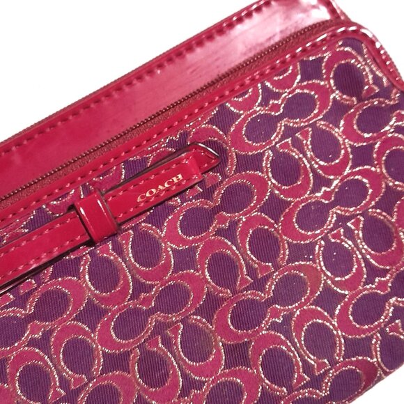 Coach Wristlet Purse Pink/Purple Gold Card Coin Paper Money Slots Minimalist - Picture 7 of 8